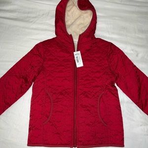 Disney NWT‼️ Fleece Lined Lightweight Jacket, Red with White Fur, Girl’s S(8-10)